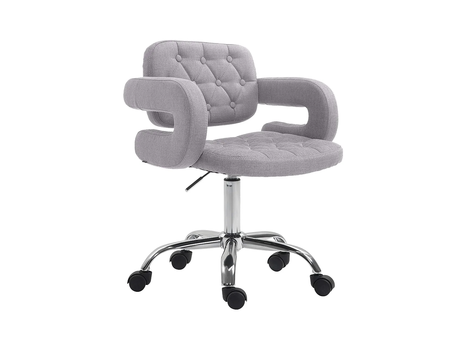Chaise de bureau - Tissu & Métal chromé - Gris - Dublin