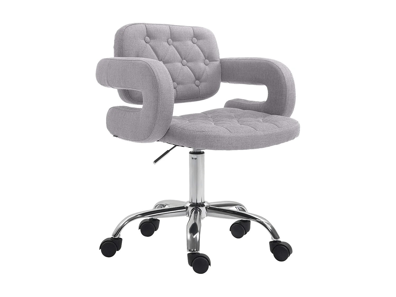 Chaise de bureau - Tissu & Métal chromé - Gris - Dublin