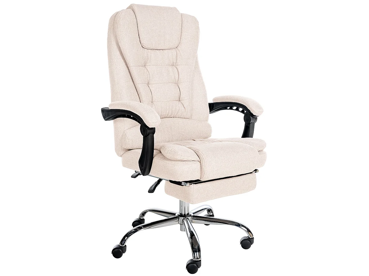 Chaise de bureau - Tissu & Métal chromé - Crème - Oxygen