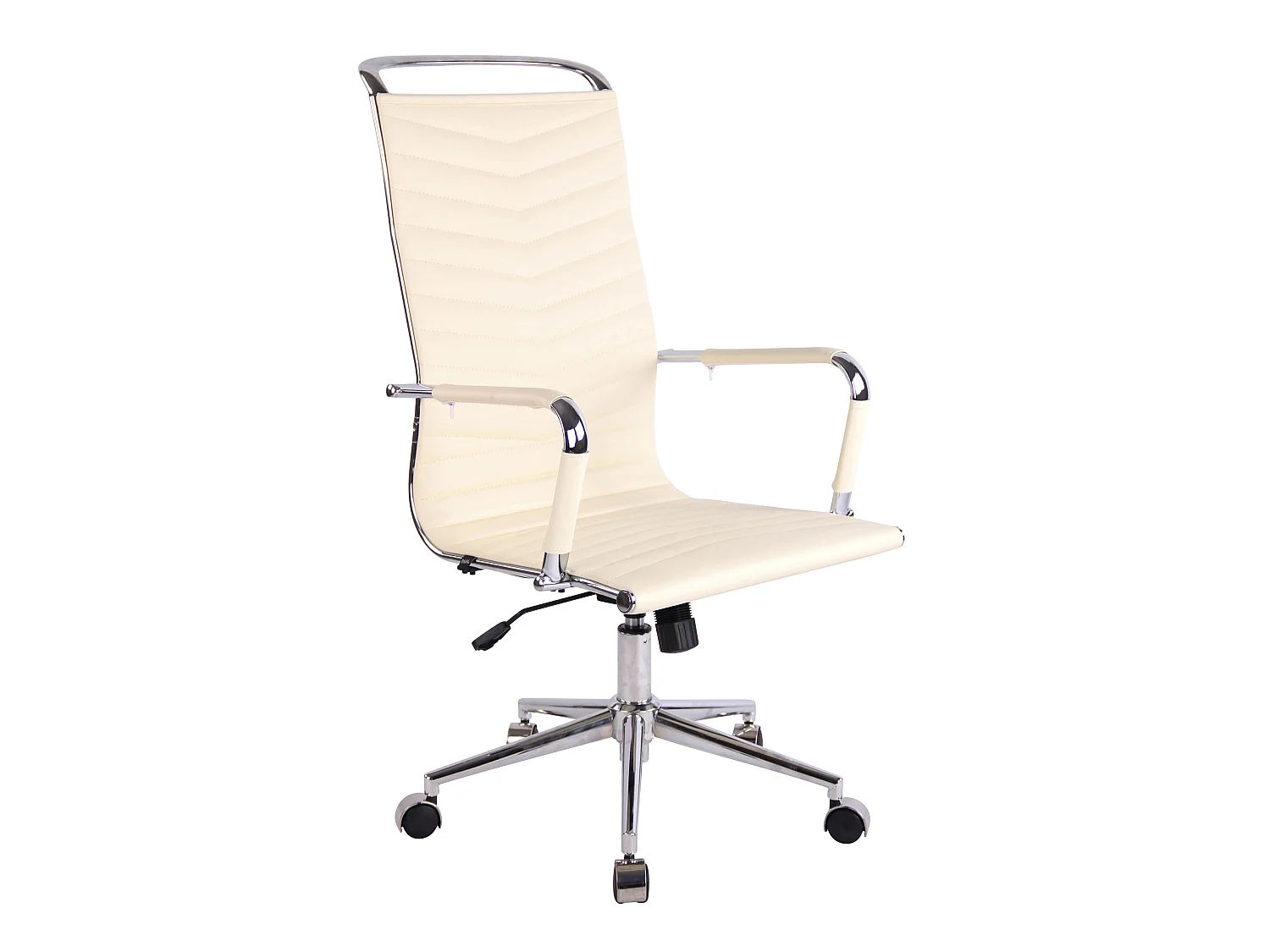 Chaise de bureau - Similicuir & Métal chromé - Crème - Batley