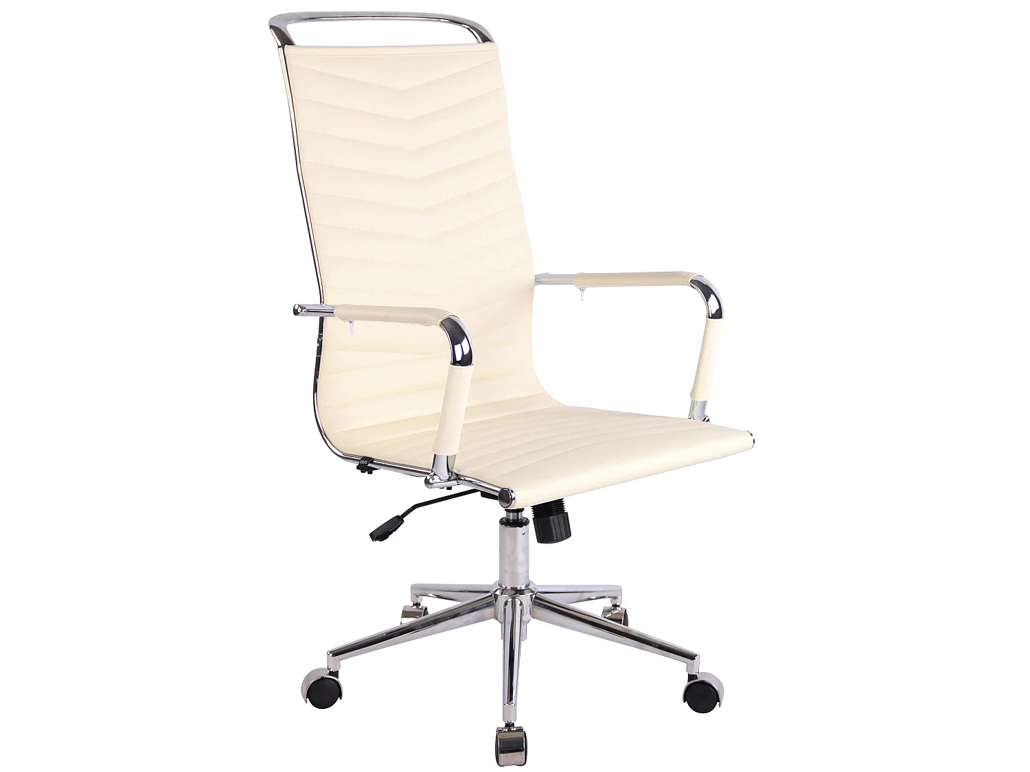 Chaise de bureau - Similicuir & Métal chromé - Crème - Batley