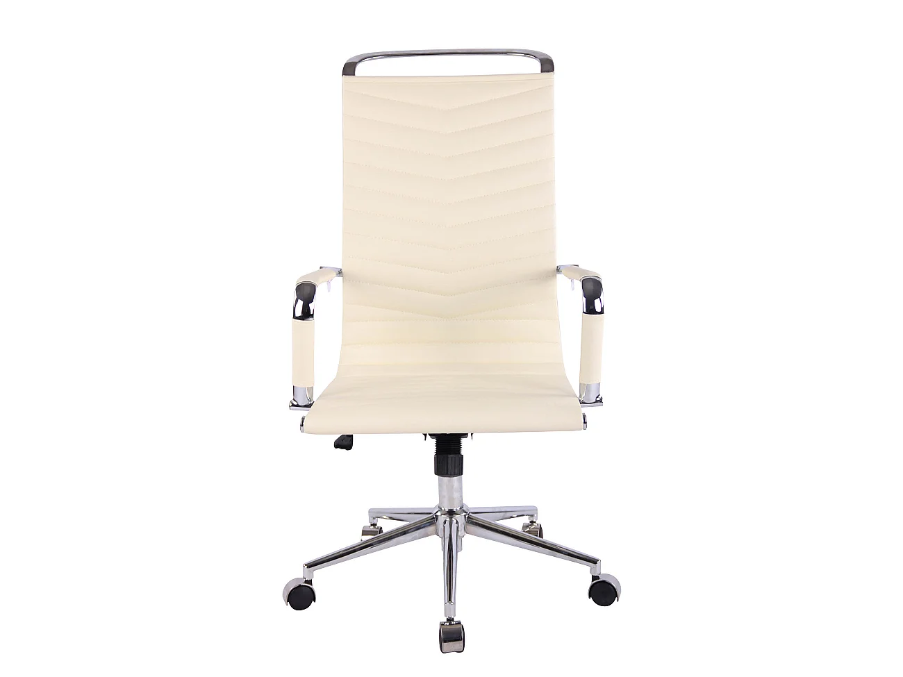 Chaise de bureau - Similicuir & Métal chromé - Crème - Batley