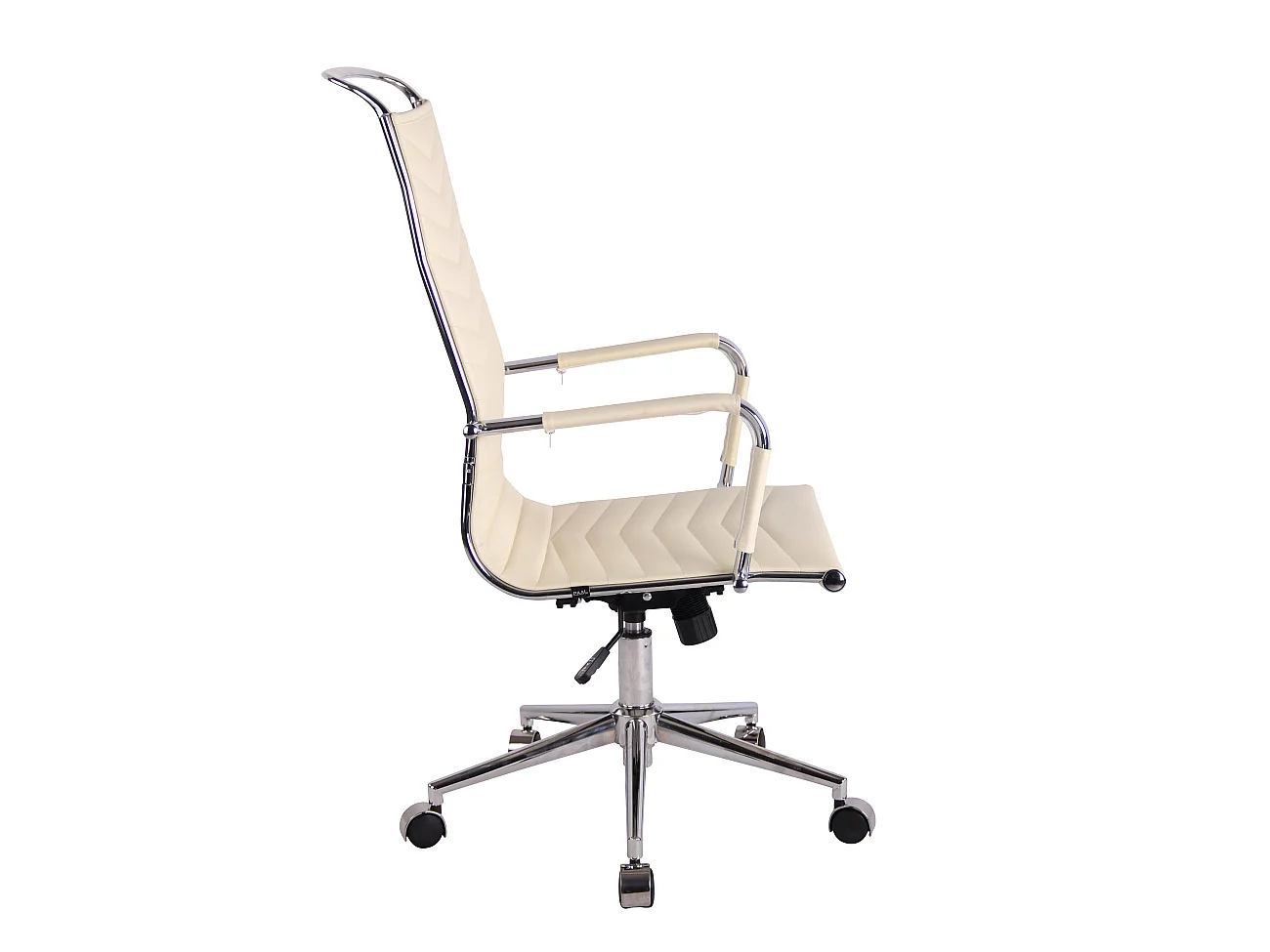 Chaise de bureau - Similicuir & Métal chromé - Crème - Batley