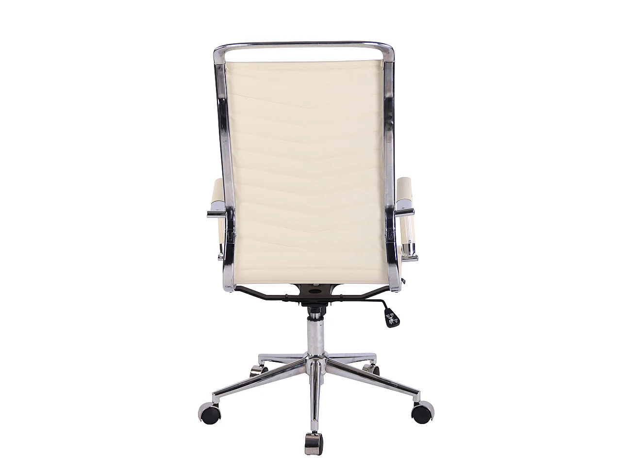 Chaise de bureau - Similicuir & Métal chromé - Crème - Batley