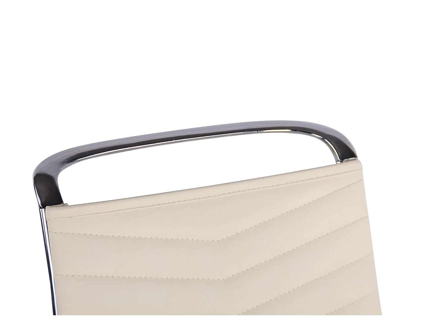 Chaise de bureau - Similicuir & Métal chromé - Crème - Batley