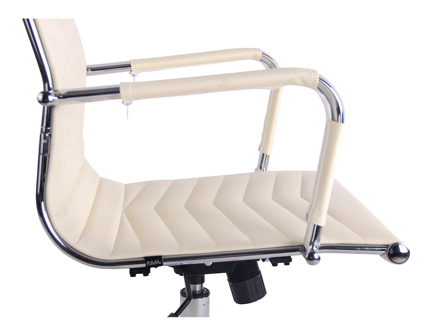 Chaise de bureau - Similicuir & Métal chromé - Crème - Batley