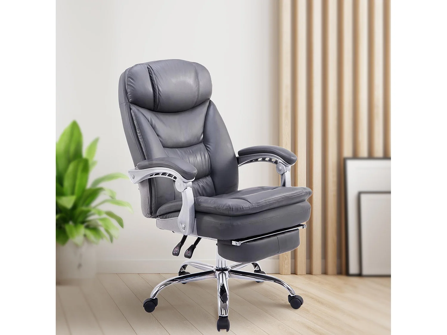 Chaise de bureau - Similicuir - Gris - XL Troy