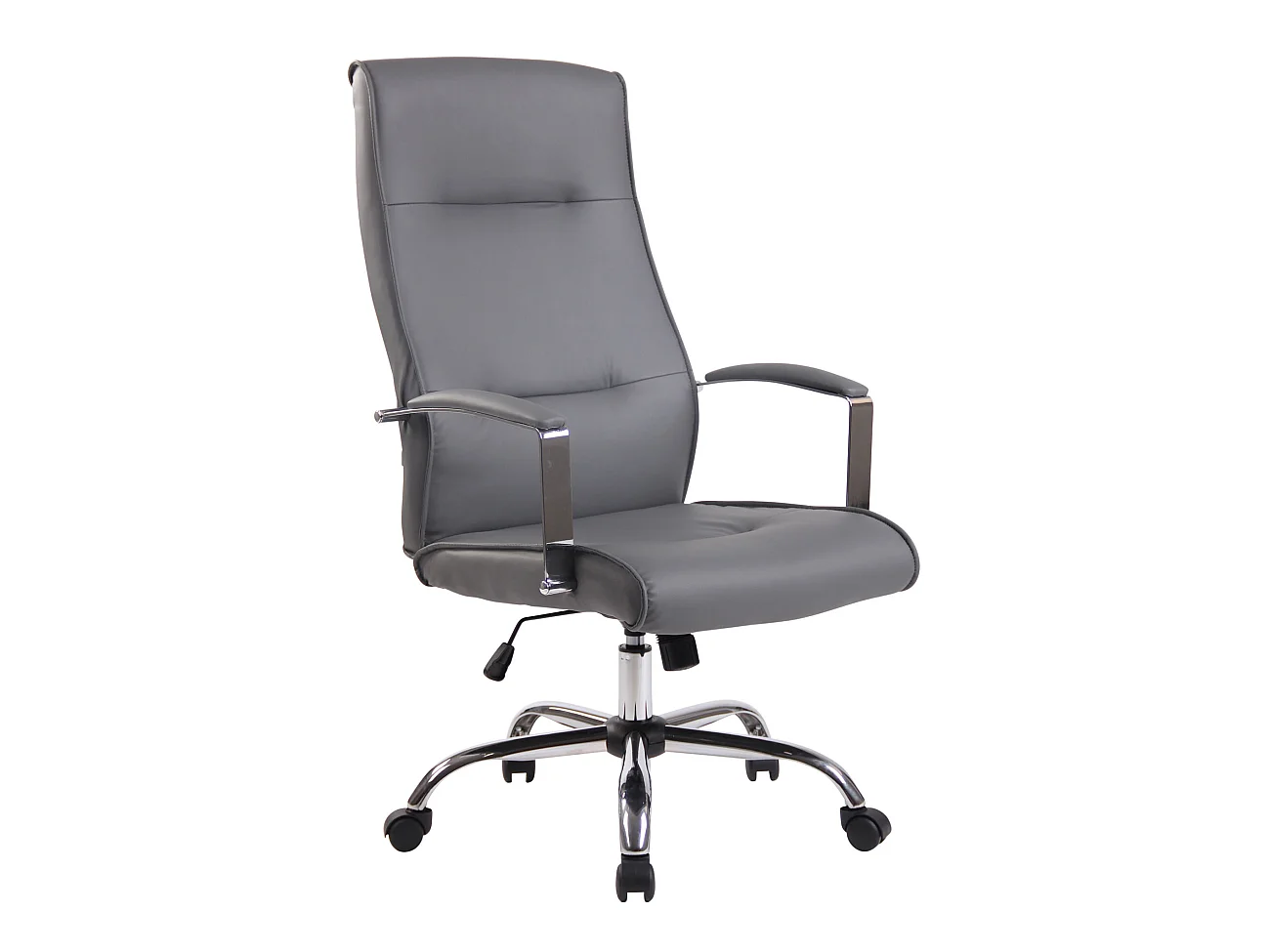 Chaise de bureau - Similicuir & Métal chromé - Gris - Portland