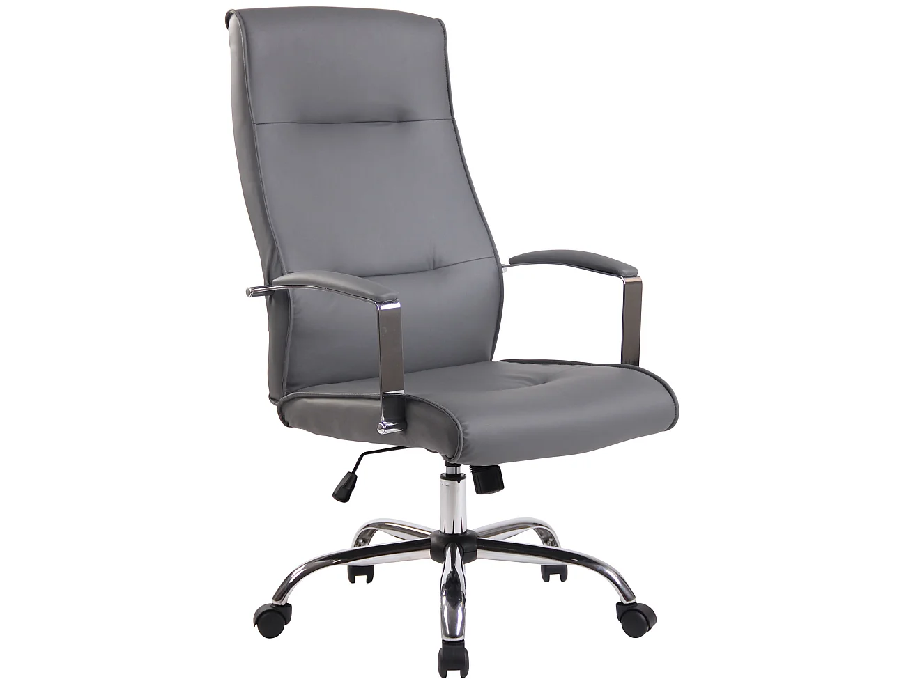 Chaise de bureau - Similicuir & Métal chromé - Gris - Portland