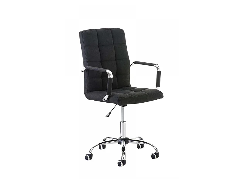 Chaise de bureau - Tissu & Métal chromé - Noir - Deli V2