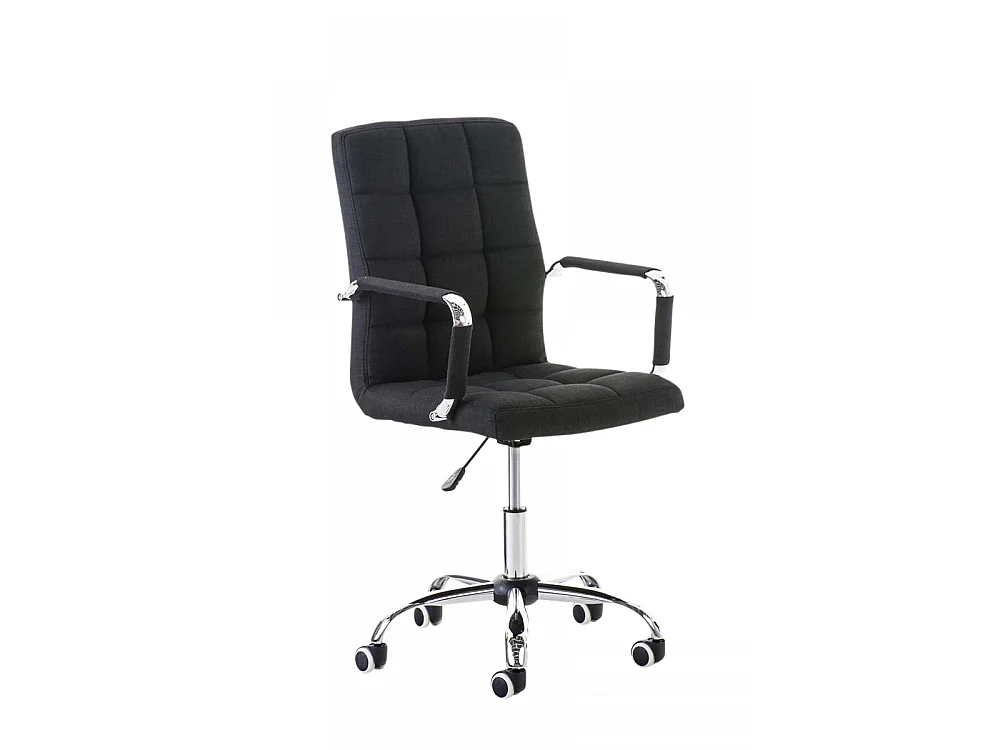 Chaise de bureau - Tissu & Métal chromé - Noir - Deli V2