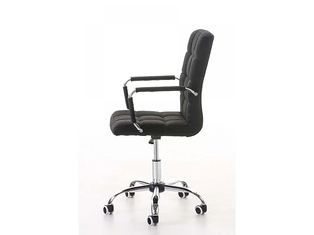 Chaise de bureau - Tissu & Métal chromé - Noir - Deli V2