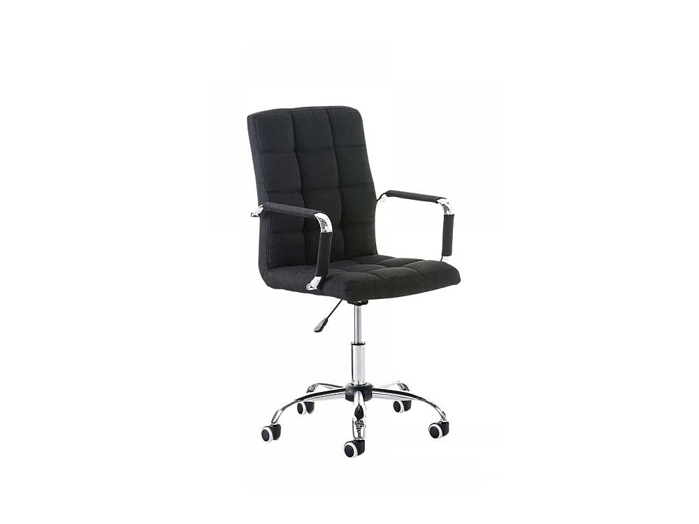 Chaise de bureau - Tissu & Métal chromé - Noir - Deli V2