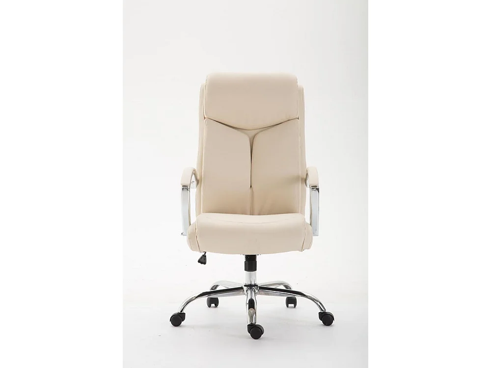 Chaise de bureau - Similicuir & Métal chromé - Crème - XL Vaud
