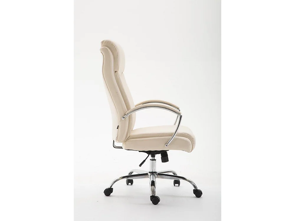 Chaise de bureau - Similicuir & Métal chromé - Crème - XL Vaud