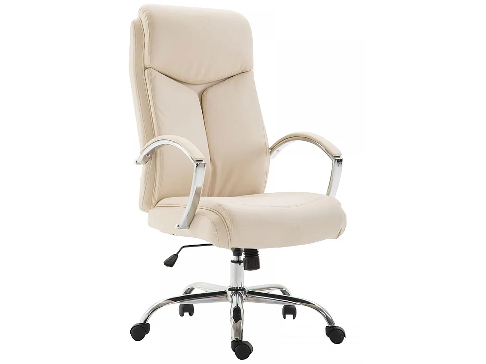 Chaise de bureau - Similicuir & Métal chromé - Crème - XL Vaud