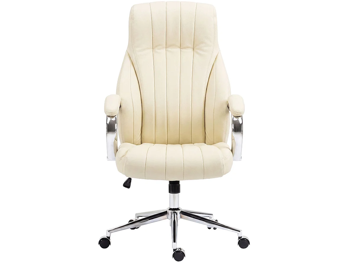 Chaise de bureau - Véritable cuir & Nature - Crème - Wigan