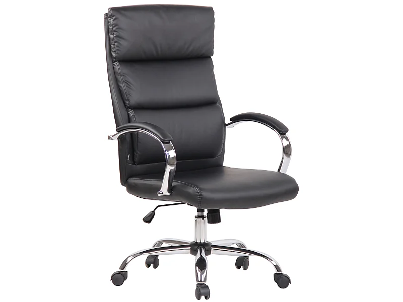 Chaise de bureau - Similicuir & Métal chromé - Noir - Bradford