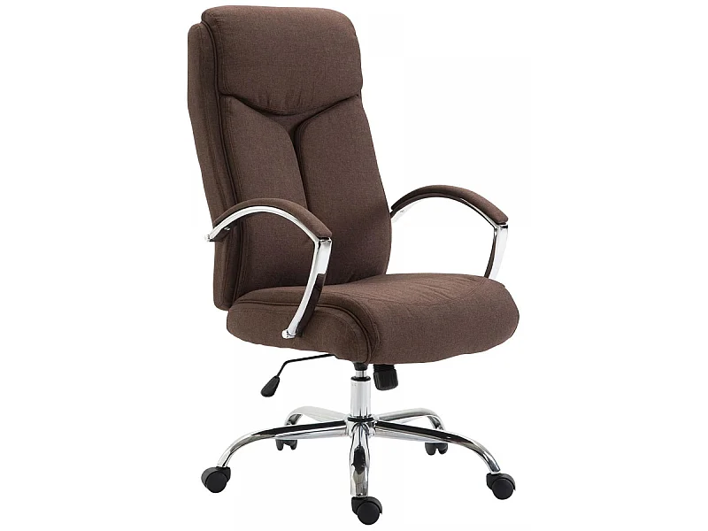 Chaise de bureau - Tissu & Métal chromé - Marron - XL Vaud