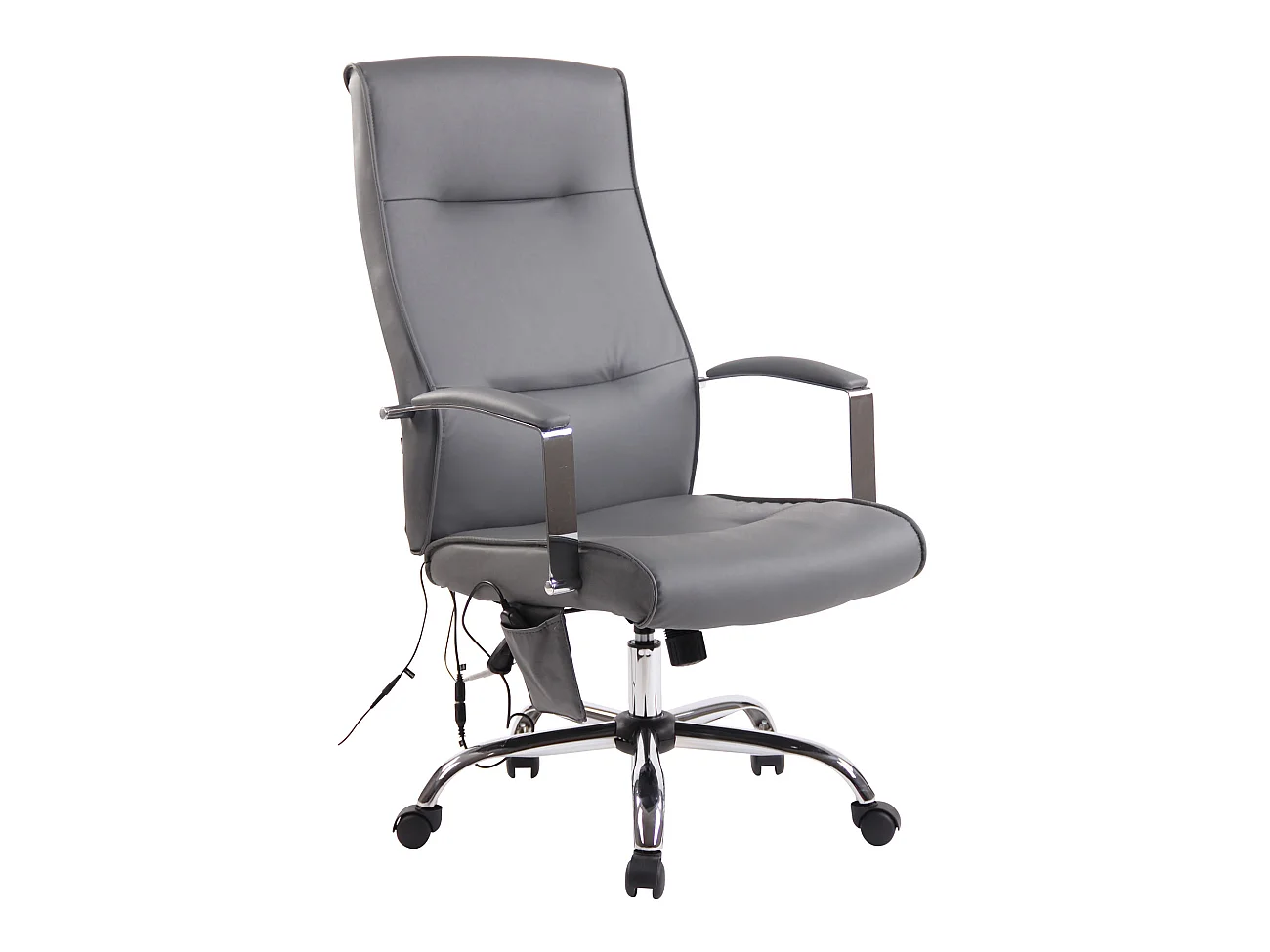 Chaise de bureau - Similicuir & Métal chromé - Gris - Portland