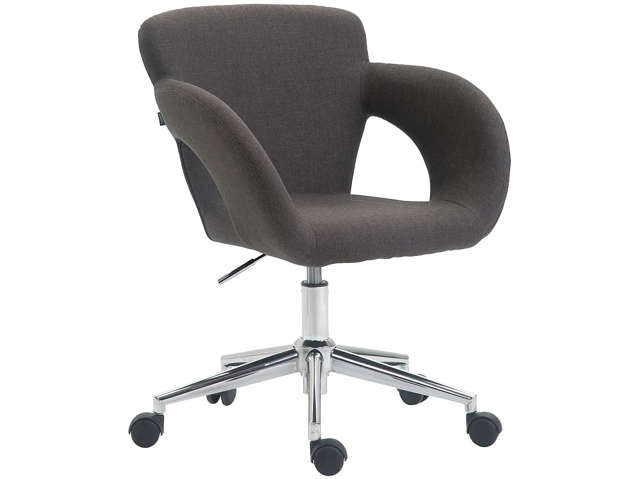 Chaise de bureau - Tissu & Métal chromé - Gris foncé - Edison