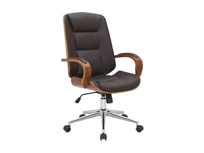 Chaise de bureau - Similicuir - Noyer / Marron - Yankton