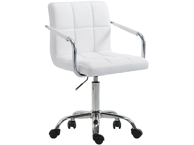 Chaise de bureau - Similicuir - Blanc - Lucy V2