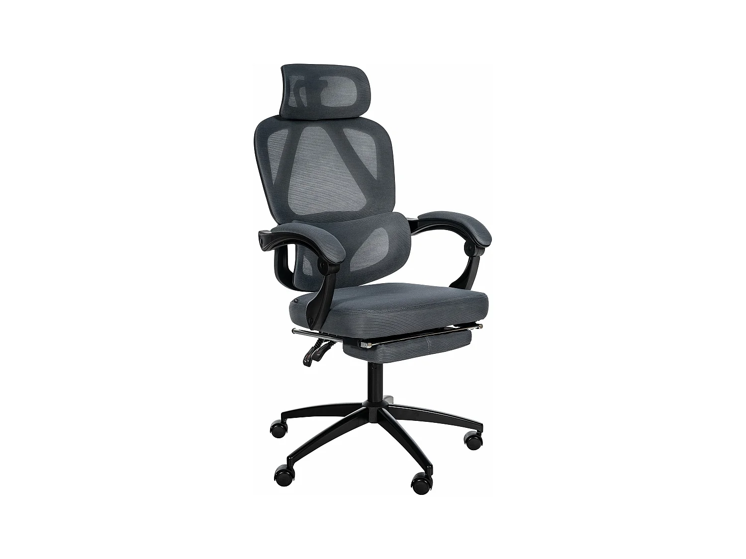 Chaise de bureau - Tissu & Blanc - Gris foncé - Gander