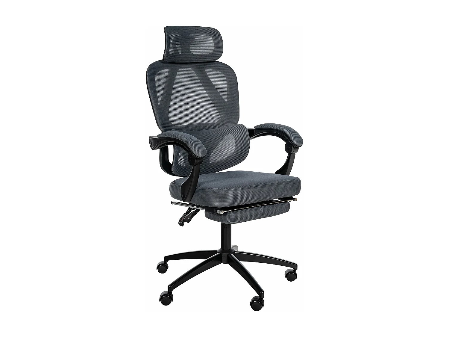 Chaise de bureau - Tissu & Blanc - Gris foncé - Gander