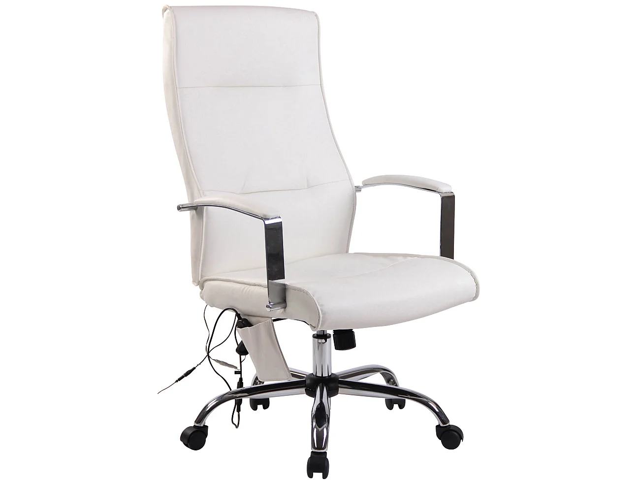 Chaise de bureau - Similicuir & Métal chromé - Blanc - Portland