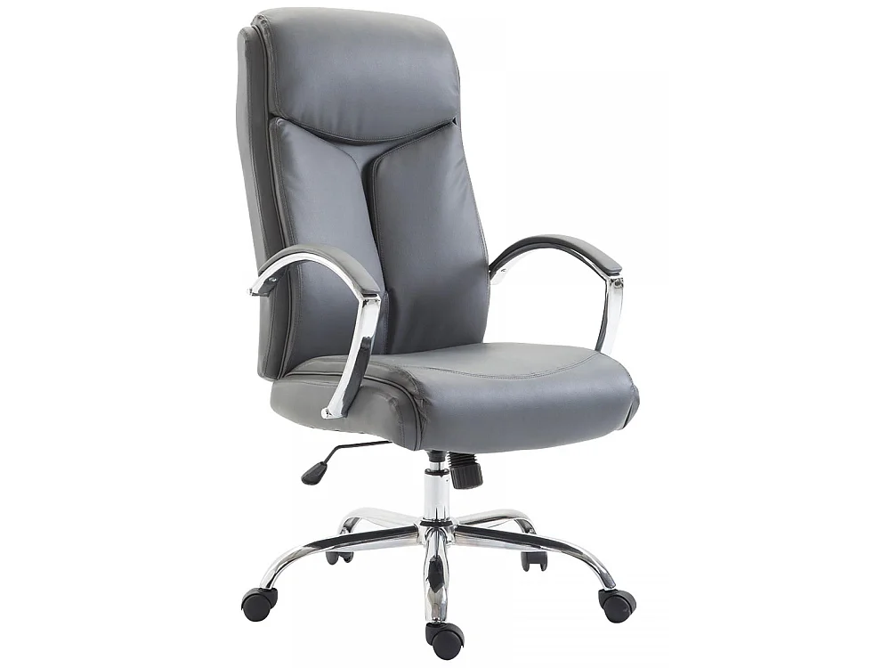 Chaise de bureau - Similicuir & Métal chromé - Gris - XL Vaud