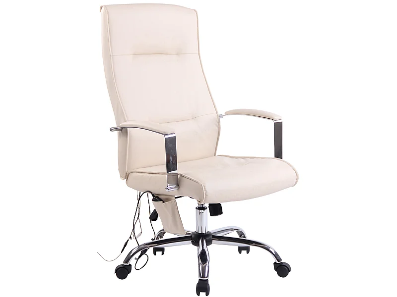 Chaise de bureau - Similicuir & Métal chromé - Crème - Portland