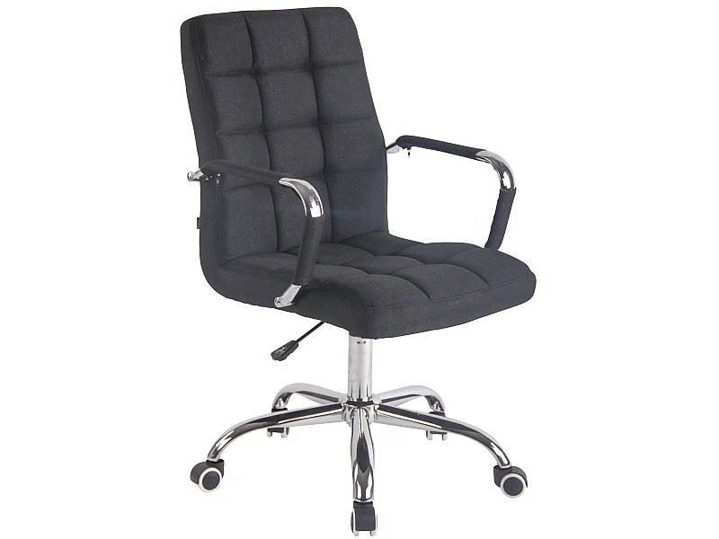 Chaise de bureau - Tissu & Métal chromé - Noir - Deli