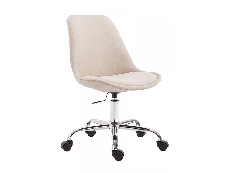 Chaise de bureau - Tissu & Métal chromé - Crème - Toulouse