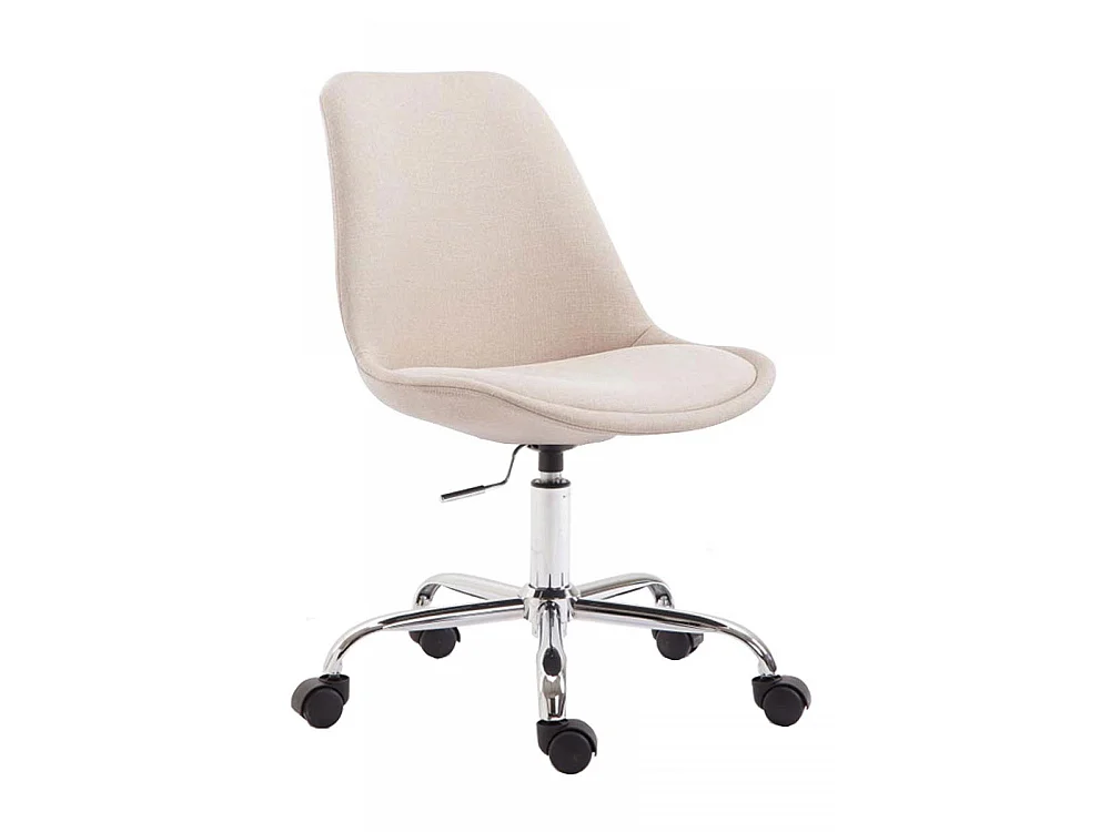 Chaise de bureau - Tissu & Métal chromé - Crème - Toulouse