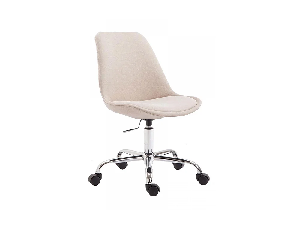 Chaise de bureau - Tissu & Métal chromé - Crème - Toulouse