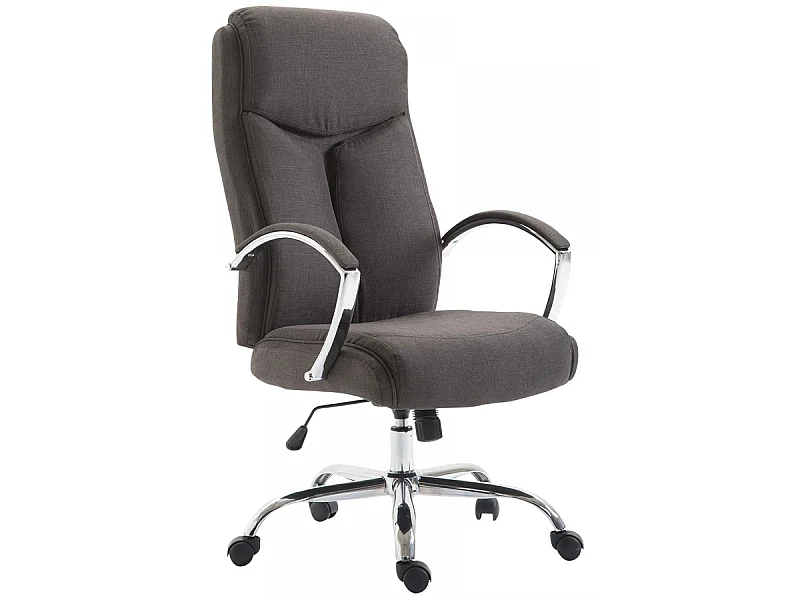 Chaise de bureau - Tissu & Métal chromé - Gris foncé - XL Vaud