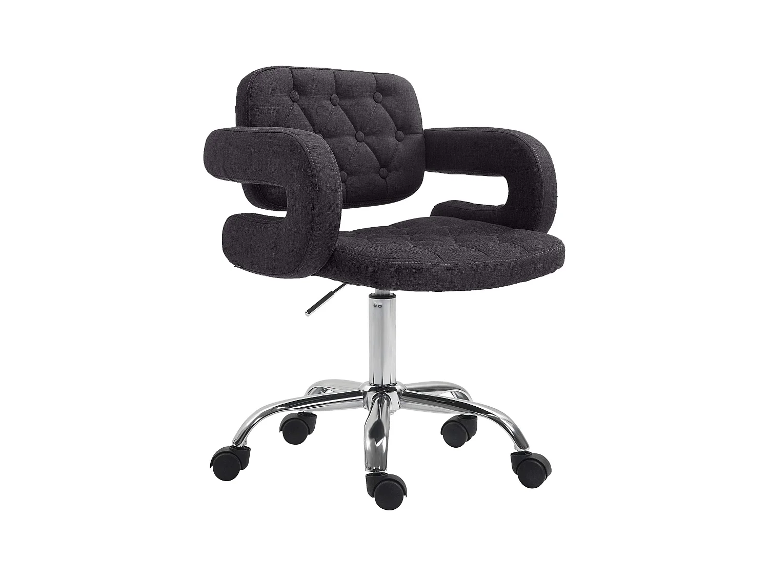 Chaise de bureau - Tissu & Métal chromé - Noir - Dublin