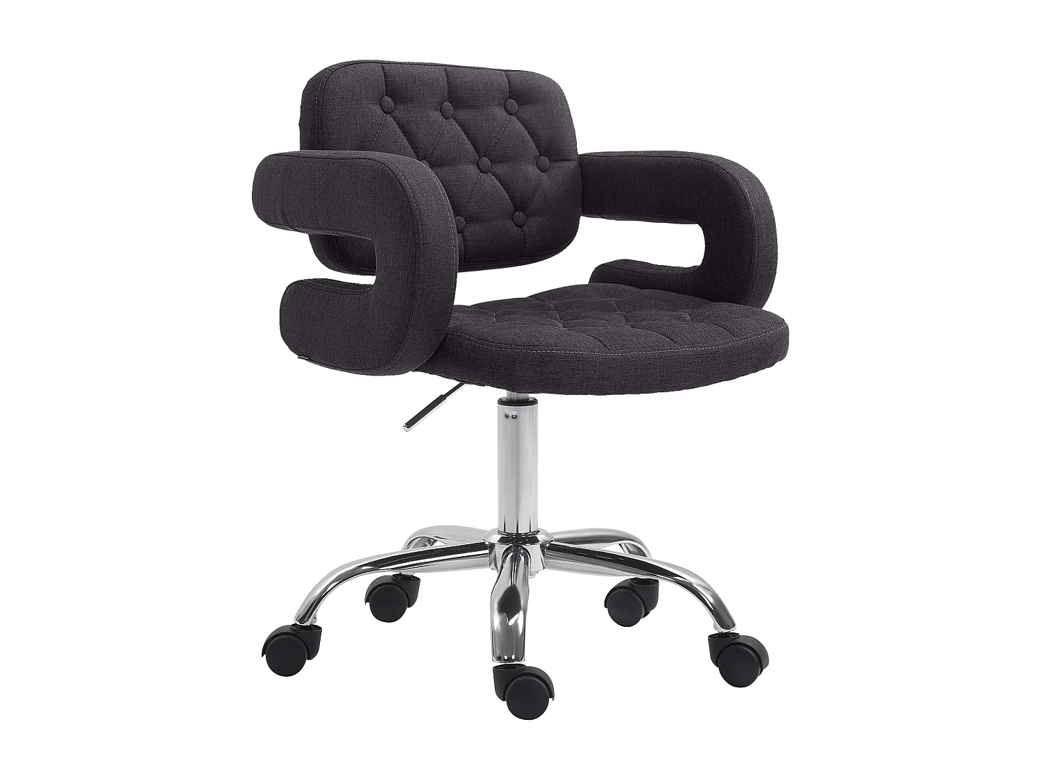 Chaise de bureau - Tissu & Métal chromé - Noir - Dublin