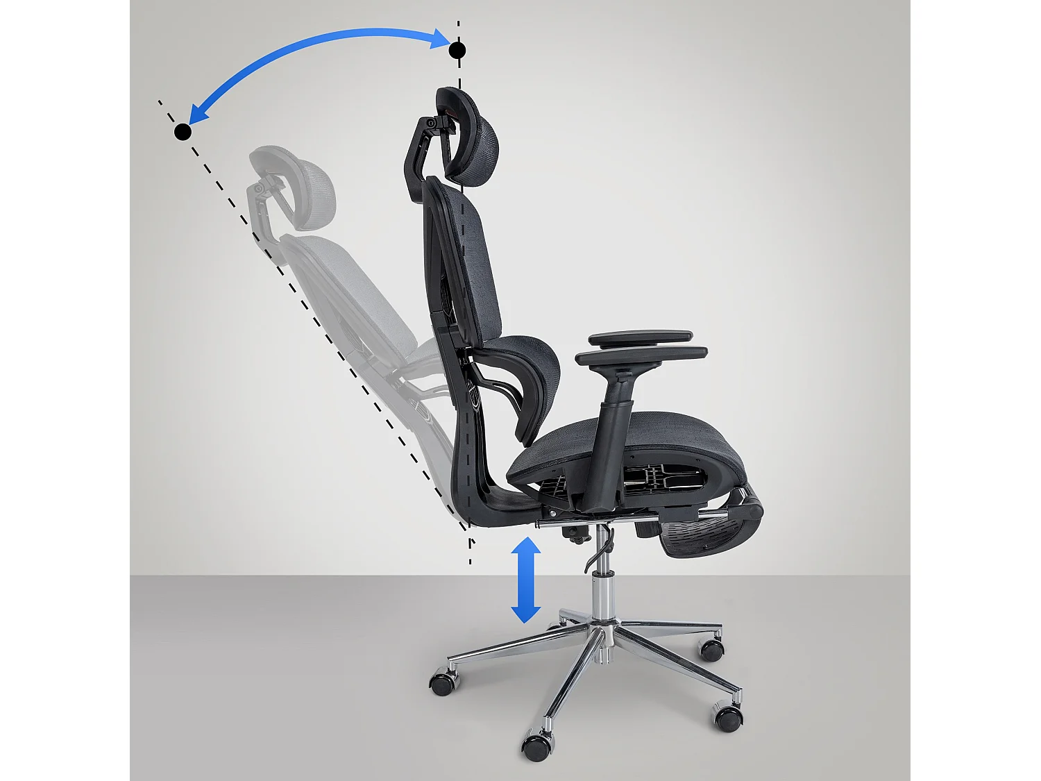 Chaise de bureau - Tissu & Plastique - Noir - Grover