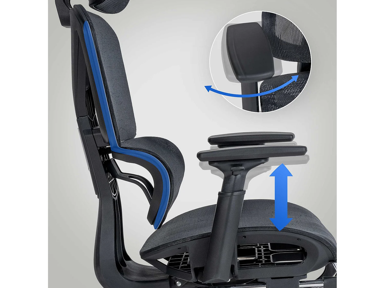 Chaise de bureau - Tissu & Plastique - Noir - Grover