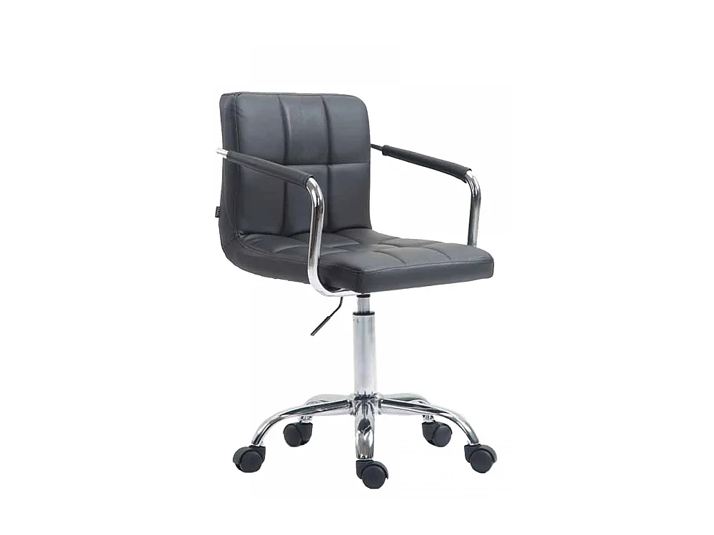 Chaise de bureau - Similicuir & Métal chromé - Gris - Lucy