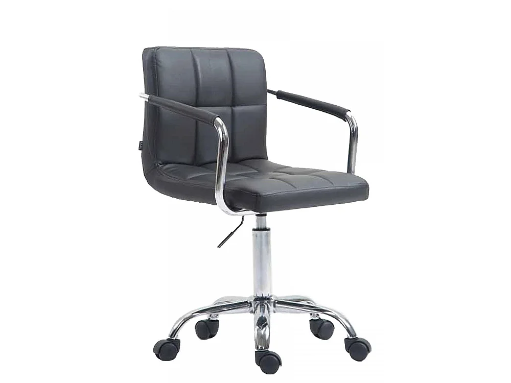 Chaise de bureau - Similicuir & Métal chromé - Gris - Lucy