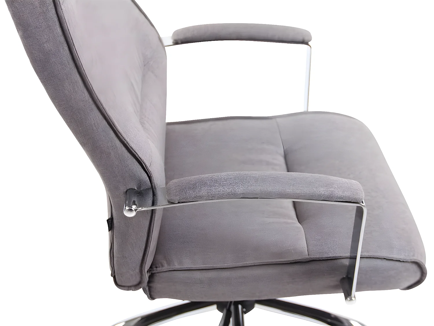 Chaise de bureau - Tissu & Métal chromé - Gris - Portland