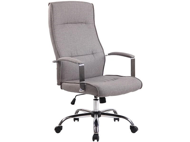 Chaise de bureau - Tissu & Métal chromé - Gris - Portland
