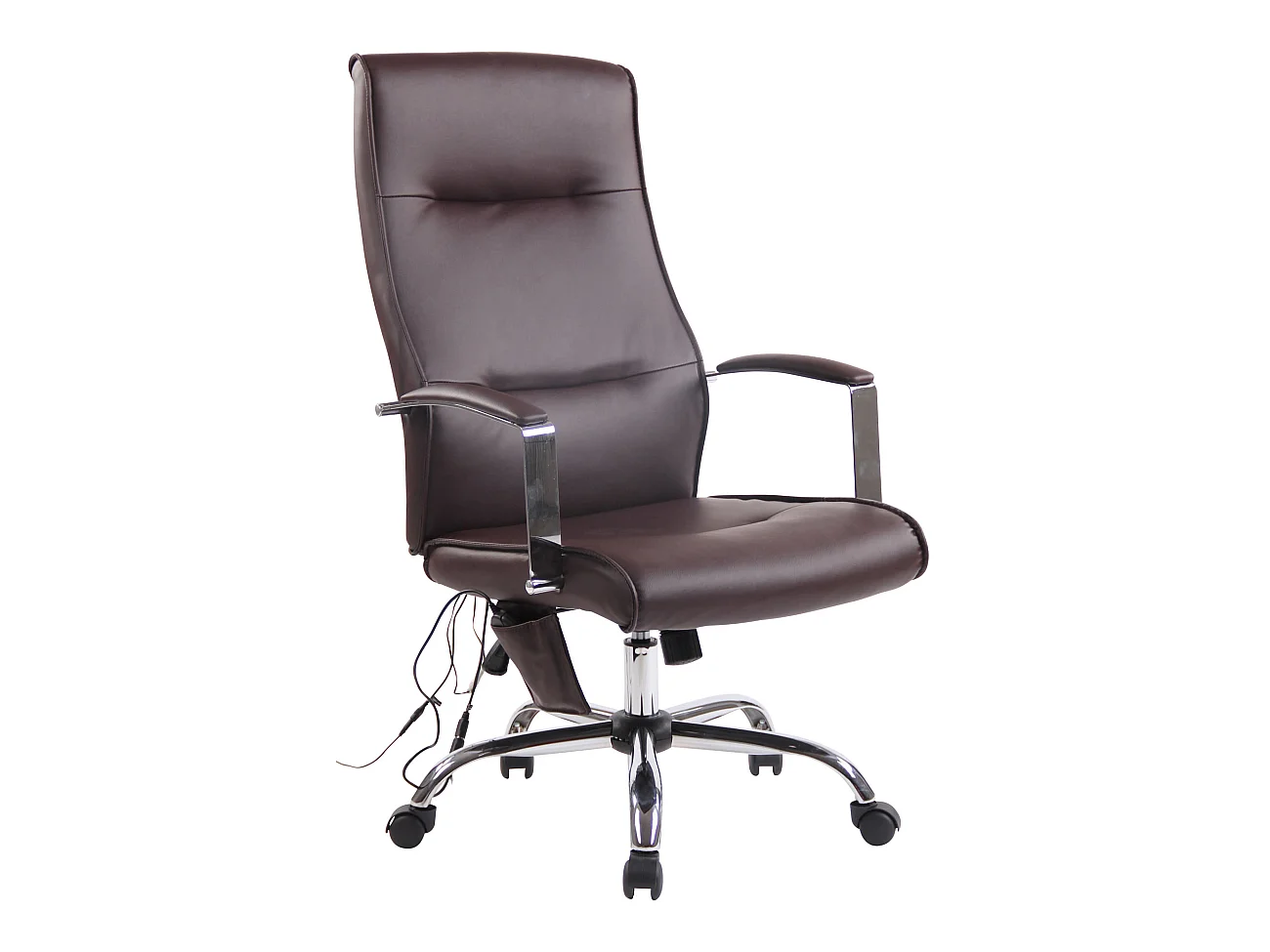 Chaise de bureau - Similicuir & Métal chromé - Marron - Portland