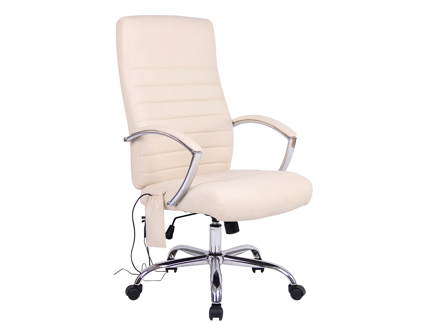 Chaise de bureau - Similicuir & Métal chromé - Crème - Valais