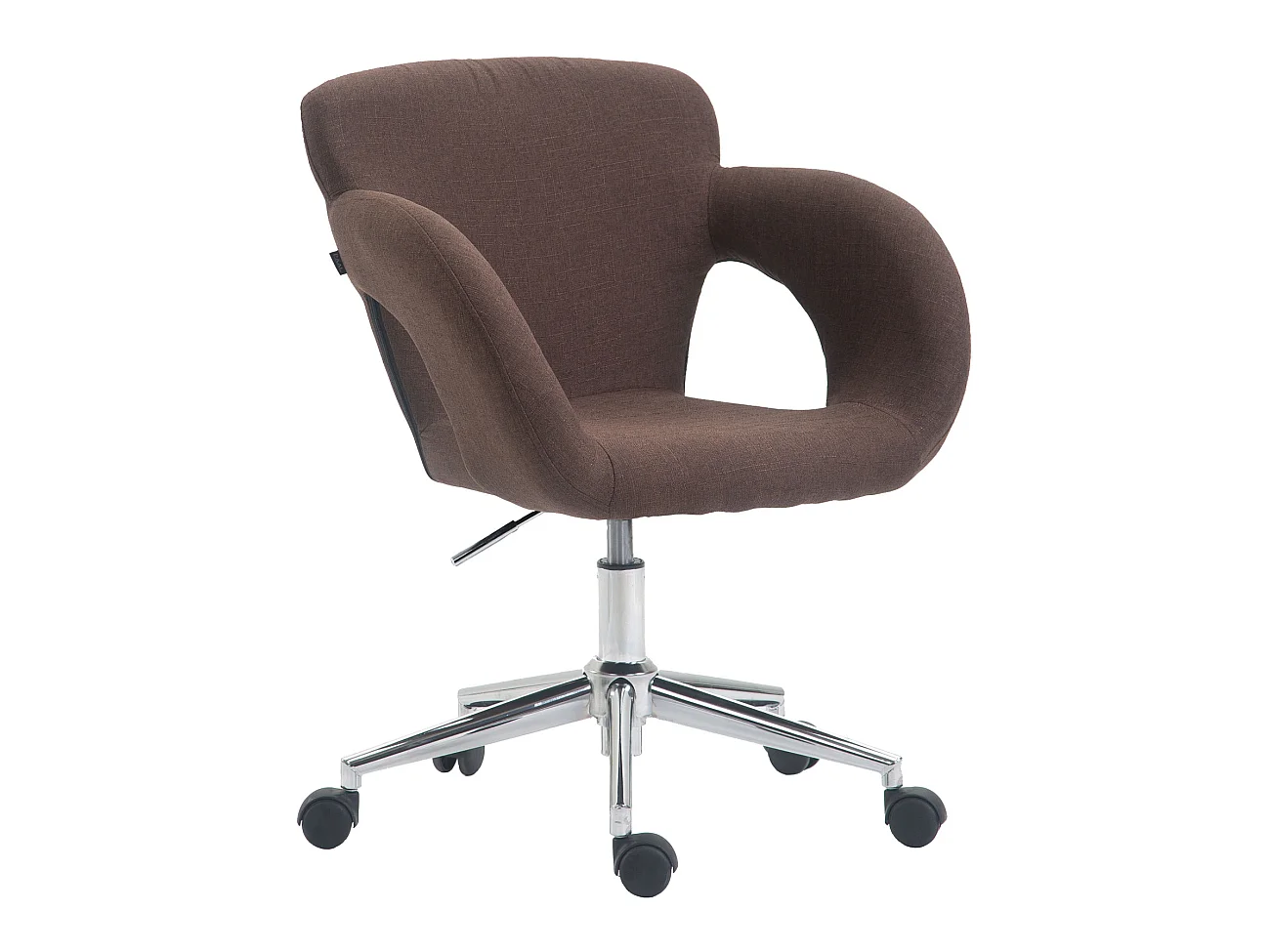 Chaise de bureau - Tissu & Métal chromé - Marron - Edison
