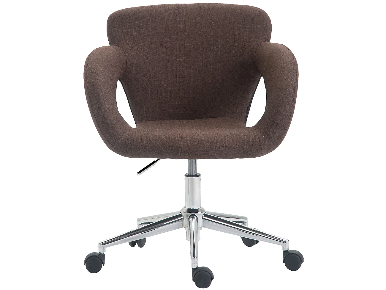 Chaise de bureau - Tissu & Métal chromé - Marron - Edison