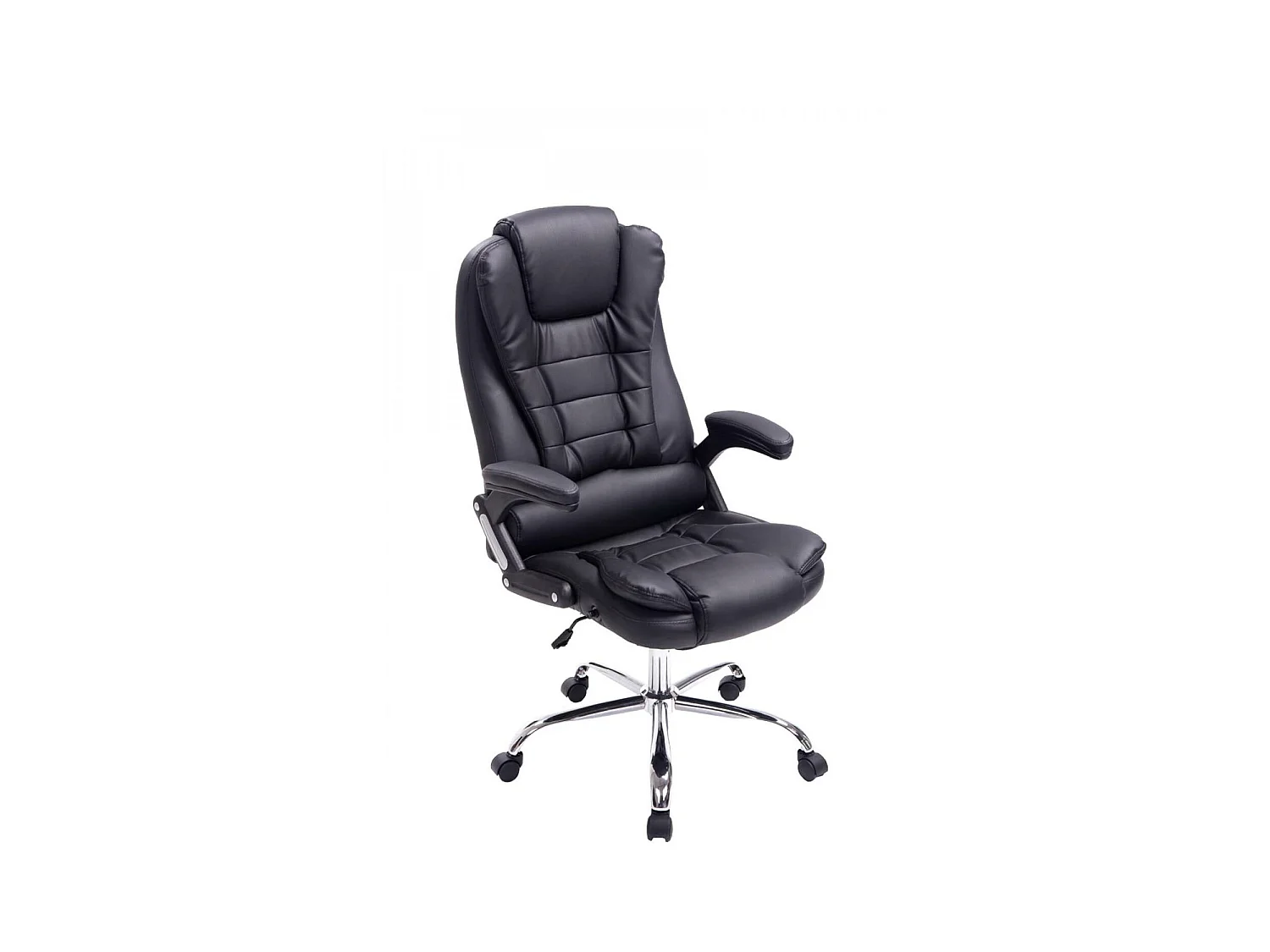 Chaise de bureau - Similicuir & Métal chromé - Noir - Thor